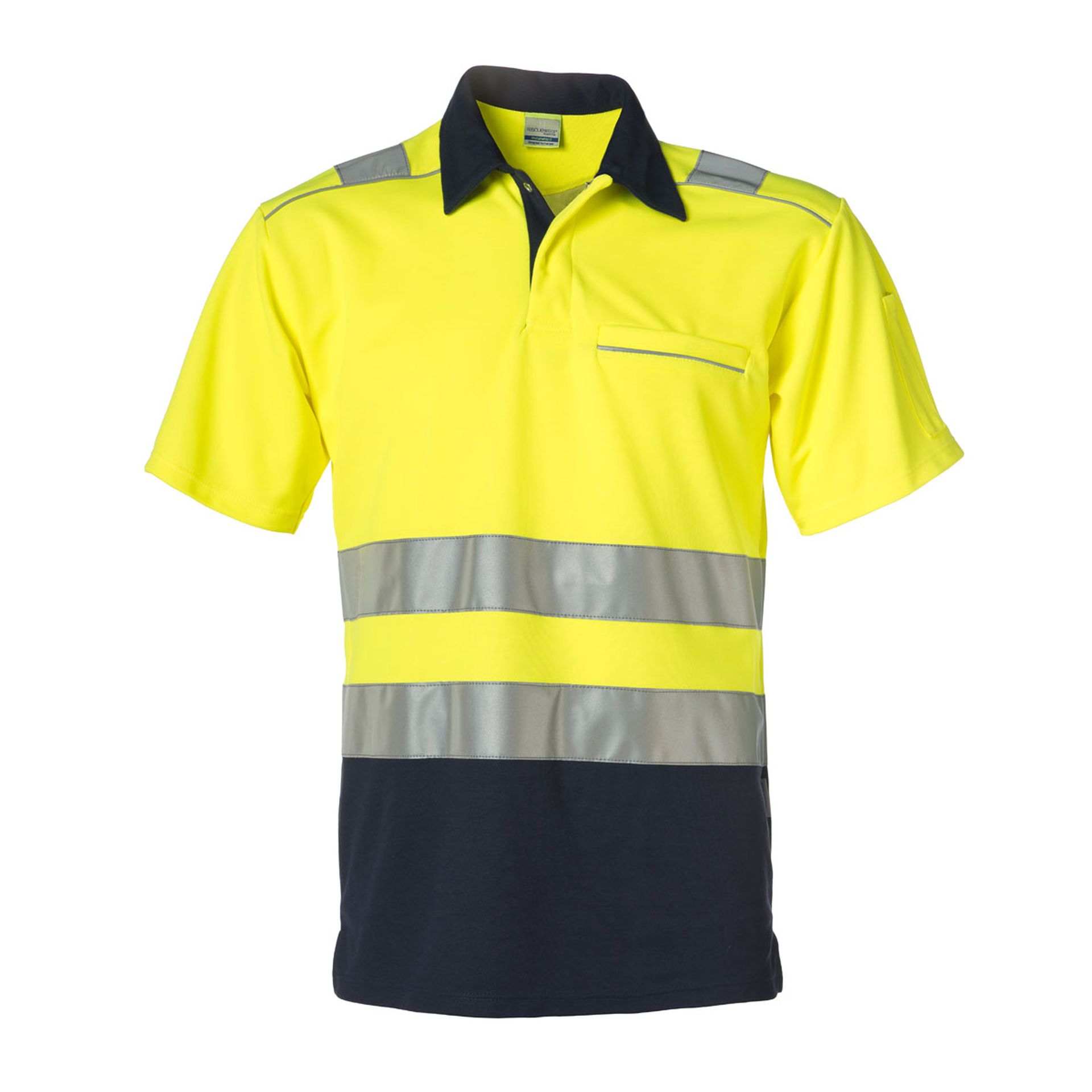 Rescuewear Poloshirt 33250 kurze Ärmel HiVis Klasse 2 Marineblau / Neon Gelb