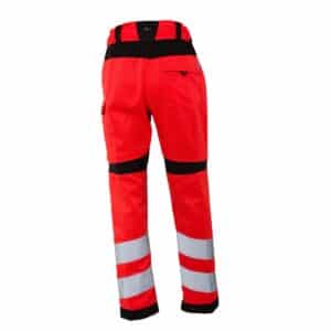 Rescuewear Damen Hose 33413SCORDLAD Stretch HiVis Klasse 2 Neon Rot / Schwarz – Bild 2