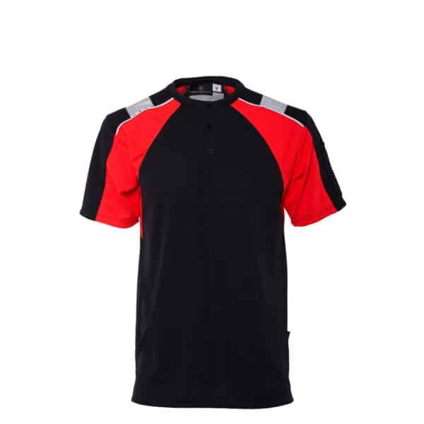 Rescuewear Shirt O-hals 33460 kurze Ärmel Advanced Schwarz / Neon Rot